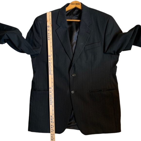 Lauren Ralph Lauren Sport Coat Mens 42 R Wool 2 Button Blazer Pinstriped Black - Picture 10 of 16